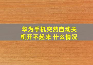 华为手机突然自动关机开不起来 什么情况